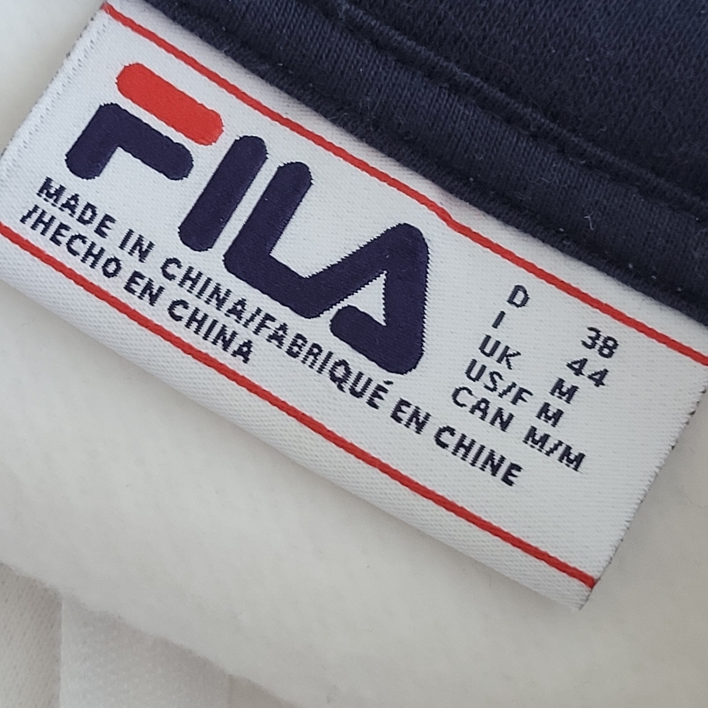 FILA | 1/4 Zip Big Logo EUC Cuffed White Pullover Sweatshirt Ladies Medium - Picture 9 of 12